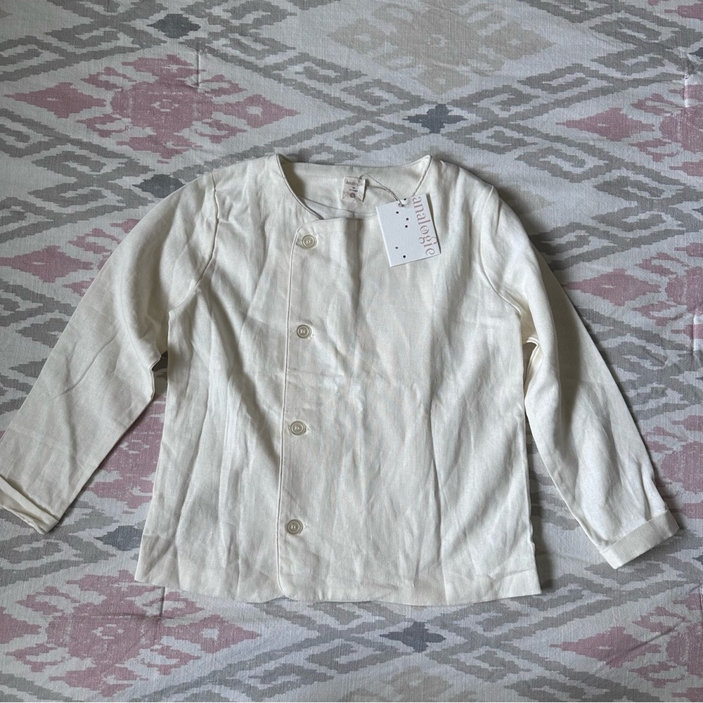 Kids cream linen blend jacket 8